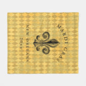 マルディグラフルーアデリスハーレクイン年を追加 フリースブランケット (正面(横))