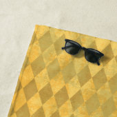 マルディグラフルーアデリス・ハーレクイン名前&年を追加 ビーチタオル (インサイチュ)