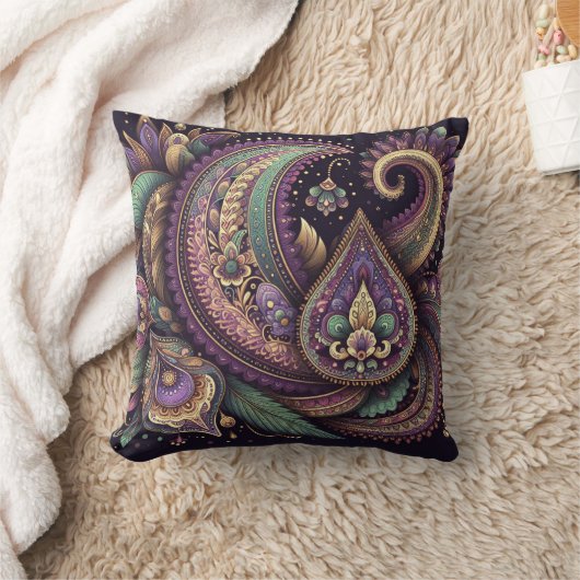 マルディグラペイズリーフルーアデリス クッション (ブランケット)