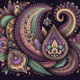 マルディグラペイズリーフルーアデリス クッション