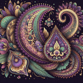 マルディグラペイズリーフルーアデリス クッション