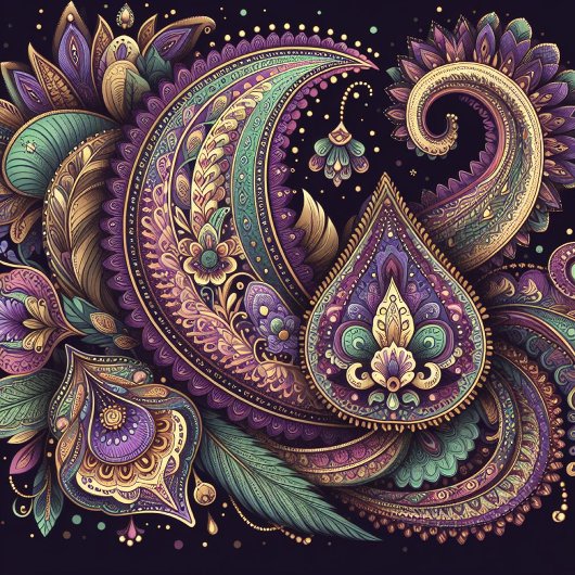 マルディグラペイズリーフルーアデリス クッション