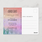 マルディグラマスカレードマスクパープル招待状 ポストカード (裏面)