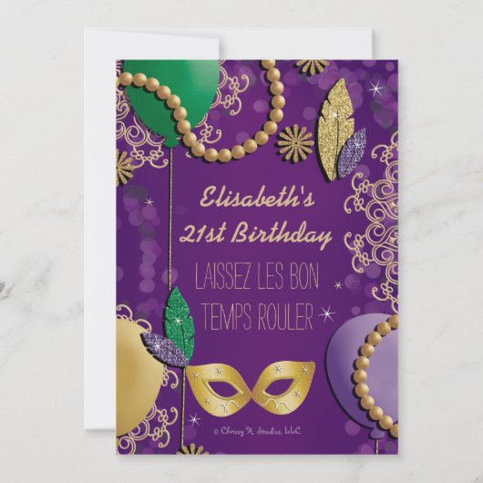 マルディグラマスク誕生日 招待状 (裏面)