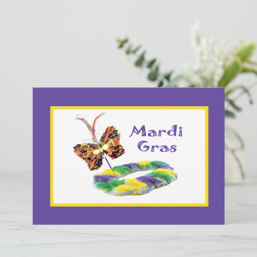 マルディグラマスク&キングケーキパーティの招待状 招待状 (スタンド正面)
