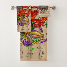 マルディグラヴィンテージトラッククロウフィッシュ（紋章の）フラ・ダ・リ バスタオルセット