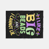 マルディグラ私は大きなビーズが好きで、私は嘘をつかない フリースブランケット (正面(横))