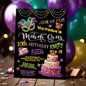 マルディグラ誕生日パジャマパーティー 招待状