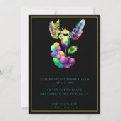 マルディグラ誕生日マスカレードパーティーブラックシック 招待状 (裏面)