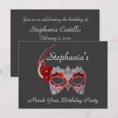 "マルディグラ誕生日" -パーティの招待状 インビテーションポストカード (正面/裏面)