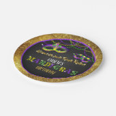 マルディグラ誕生日(金ゴールド) ペーパープレート (アングル)