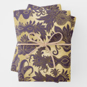 マルディグラ金ゴールドとパープルマスカレードマスク ラッピングペーパーシート (インサイチュ)