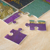 マルディグラ金ゴールドセラミックピーコックフェザーマスク ジグソーパズル (側面)