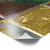 マルディグラ金ゴールドセラミックピーコックフェザーマスク フォトプリント            (角)