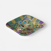 マルディグラ金ゴールドセラミックピーコックフェザーマスク ペーパープレート (傾斜あり)