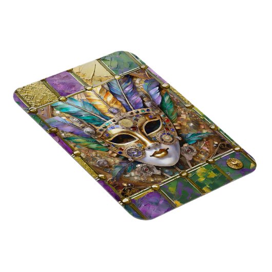 マルディグラ金ゴールド&セラミッカラフルクフェザーマスク マグネット (右側)