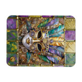 マルディグラ金ゴールド&セラミッカラフルクフェザーマスク マグネット (横)