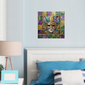 マルディグラ金ゴールド&セラミッカラフルクフェザーマスク 箔ポスター (インサイチュ (寝室))