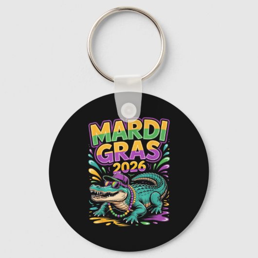 マルディグラ2026カーニバルアリゲーター キーホルダー (正面)