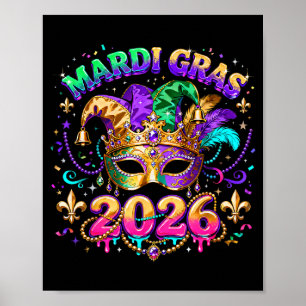 マルディグラ2026 スクワッド カーニバル マスク ビーズ デザイン _ ポスター