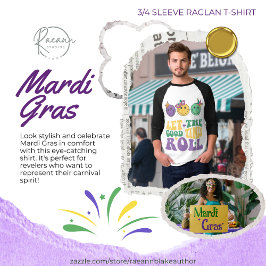 マルディグラ3/4スリーブラグランTシャツ Tシャツ