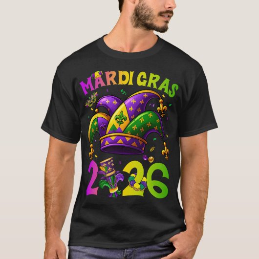 マルディグラ カーニバル 2026年 小丑 Tシャツ (正面)