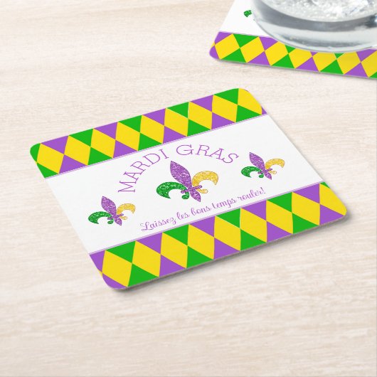 マルディグラ！グッドタイムス転が紙コースターを スクエアペーパーコースター (アングル)