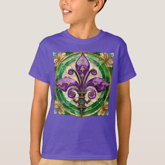 マルディグラ ステンドグラス フルール・ド・リス Tシャツ (正面)