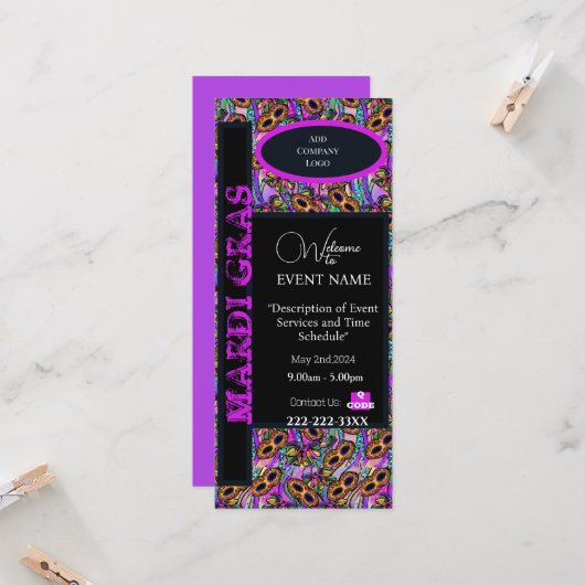 マルディグラ 招待状 (正面/裏面インサイチュ)