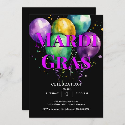 マルディグラ 招待状 (正面/裏面)
