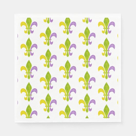 マルディグラ（紋章の）フラ・ダ・リオンホワイト スタンダードランチョンナプキン (正面)