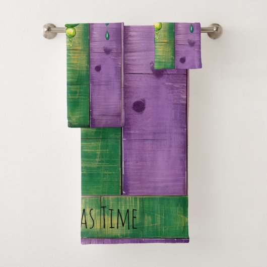 マルディグラ |緑の金ゴールド紫 |カーニバル バスタオルセット (インサイチュ)