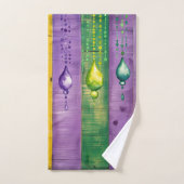 マルディグラ |緑の金ゴールド紫 |カーニバル バスタオルセット (ハンドタオル)