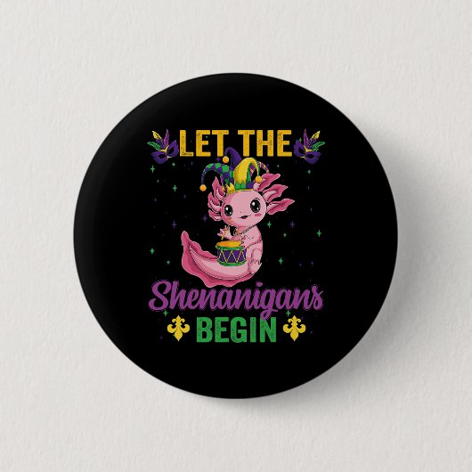 マルディグラShenanigans開始Axolotlコスト 缶バッジ (正面)