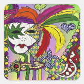 マルディサイケデリックグラスフェザーマスクギフトアパレル スクエアシール (正面)
