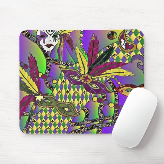マルディサイケデリックグラスフェザーマスクギフトアパレル マウスパッド (マウス)