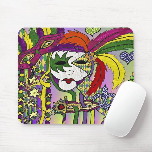マルディサイケデリックグラスフェザーマスクギフトアパレル マウスパッド (マウス)