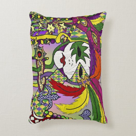 マルディサイケデリックグラスフェザーマスク アクセントクッション (正面(垂直))