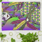 マルディサイケデリックグラスフェザーマスク キッチンタオル (折り畳み)