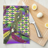 マルディサイケデリックグラスフェザーマスク キッチンタオル (四つ折り)
