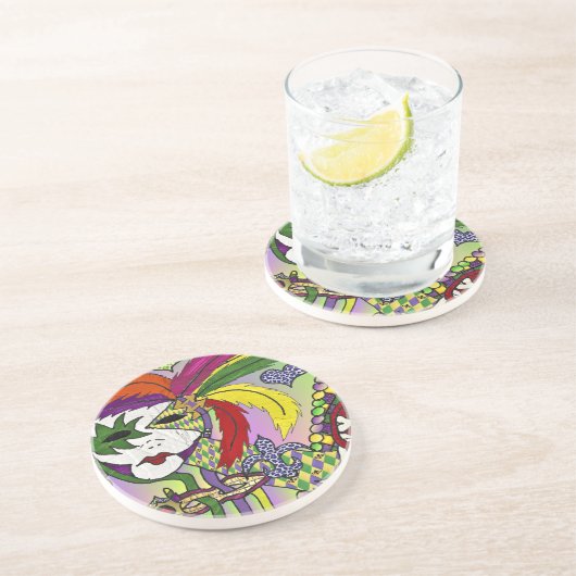 マルディサイケデリックグラスフェザーマスク コースター (側面)