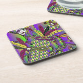 マルディサイケデリックグラスフェザーマスク コースター (左側)