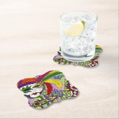 マルディサイケデリックグラスフェザーマスク ペーパーコースター (インサイチュ)