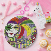 マルディサイケデリックグラスフェザーマスク ペーパープレート (パーティー)