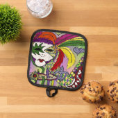 マルディサイケデリックグラスフェザーマスク 鍋敷き (トップダウン)