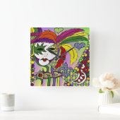 マルディサイケデリックグラスフェザーマスクII時計 スクエア壁時計 (ホーム)