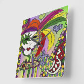 マルディサイケデリックグラスフェザーマスクII時計 スクエア壁時計 (傾斜)