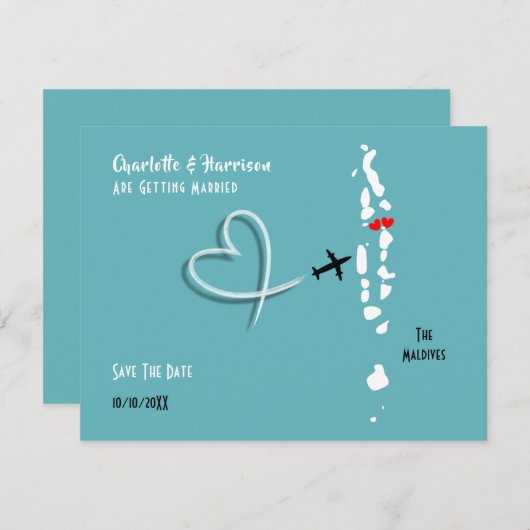 マルディブの結婚式の目的地 Save The Date セーブザデート (正面/裏面)