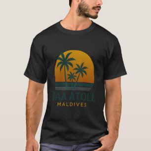 マルディブ バー環礁 レトロ サンセット マルディブ バー環礁 Tシャツ
