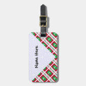 マルディブ マルディブ国旗 タイル模様 ブラック 個人名入れ ラゲッジタグ (正面縦)